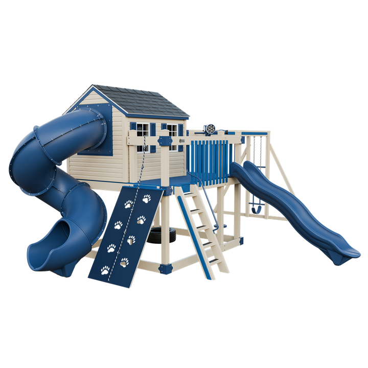 Swing Kingdom Playhouse Cabin Deluxe Residential Vinyl Playset