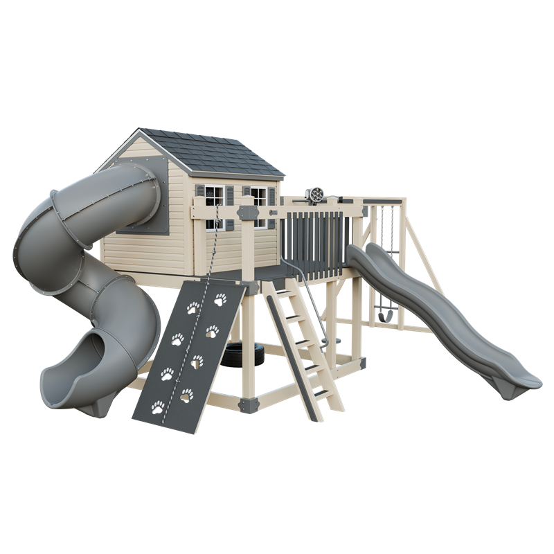 Swing Kingdom Playhouse Cabin Deluxe Residential Vinyl Playset