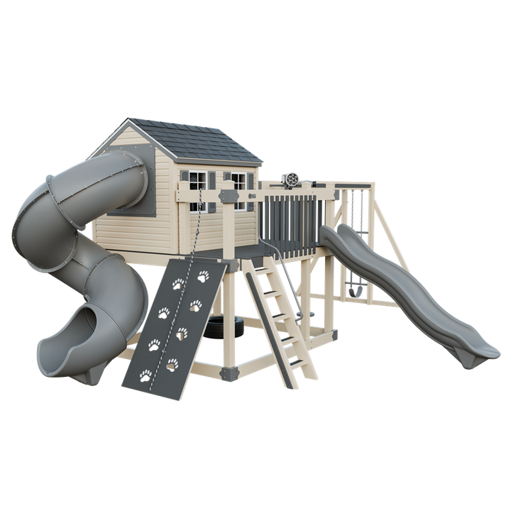 Swing Kingdom Playhouse Cabin Deluxe Residential Vinyl Playset