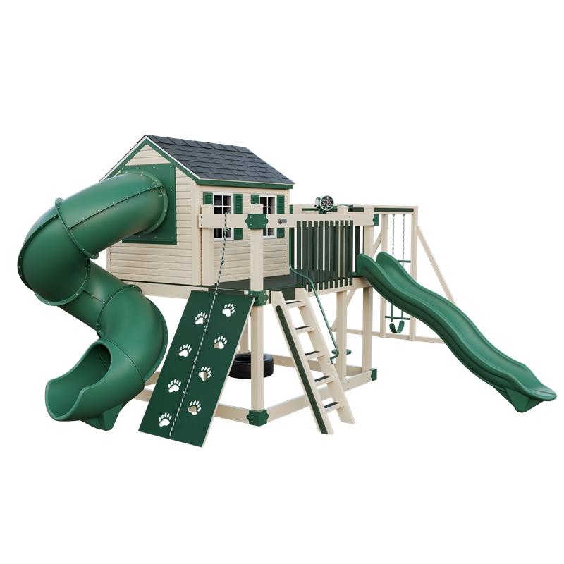 Swing Kingdom Playhouse Cabin Deluxe Residential Vinyl Playset