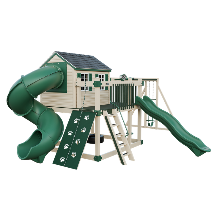 Swing Kingdom Playhouse Cabin Deluxe Residential Vinyl Playset