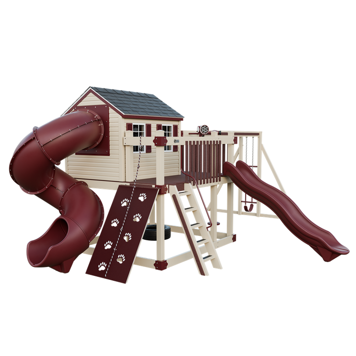 Swing Kingdom Playhouse Cabin Deluxe Residential Vinyl Playset