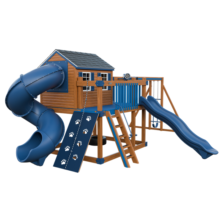 Swing Kingdom Playhouse Cabin Deluxe Residential Vinyl Playset