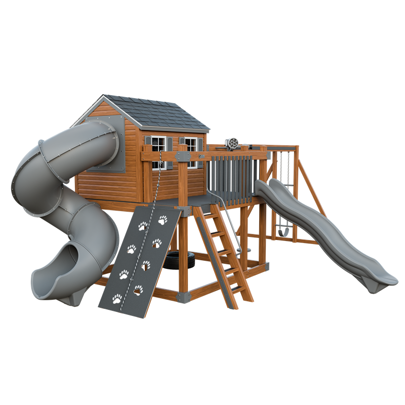 Swing Kingdom Playhouse Cabin Deluxe Residential Vinyl Playset