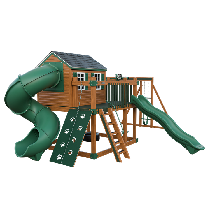 Swing Kingdom Playhouse Cabin Deluxe Residential Vinyl Playset