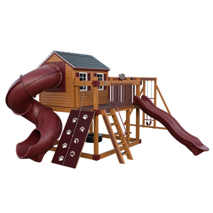 Swing Kingdom Playhouse Cabin Deluxe Residential Vinyl Playset