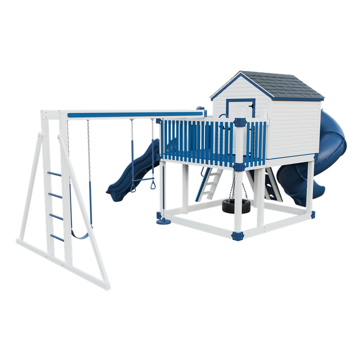 Swing Kingdom Playhouse Cabin Deluxe Residential Vinyl Playset