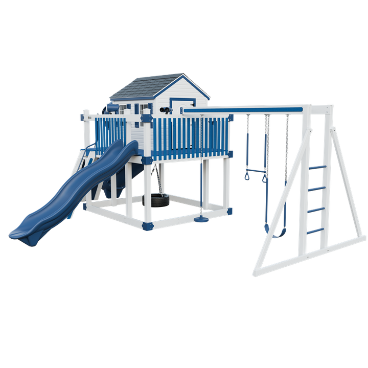 Swing Kingdom Playhouse Cabin Deluxe Residential Vinyl Playset