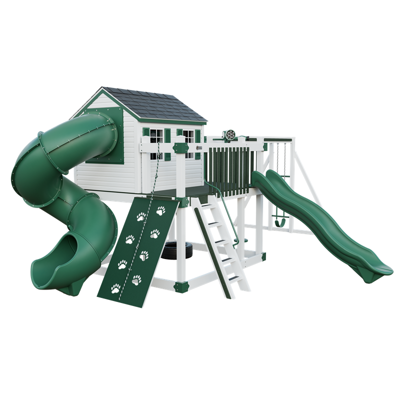 Swing Kingdom Playhouse Cabin Deluxe Residential Vinyl Playset