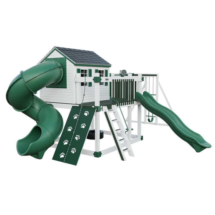 Swing Kingdom Playhouse Cabin Deluxe Residential Vinyl Playset