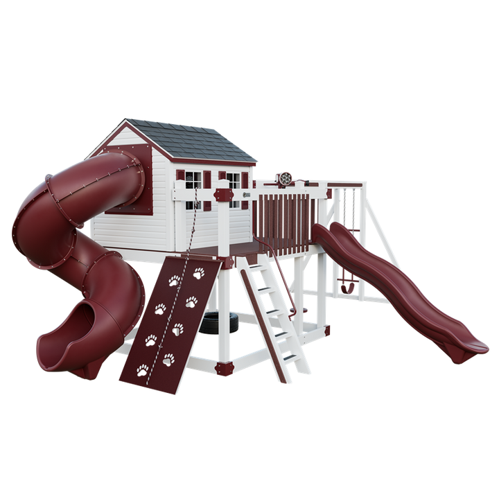 Swing Kingdom Playhouse Cabin Deluxe Residential Vinyl Playset