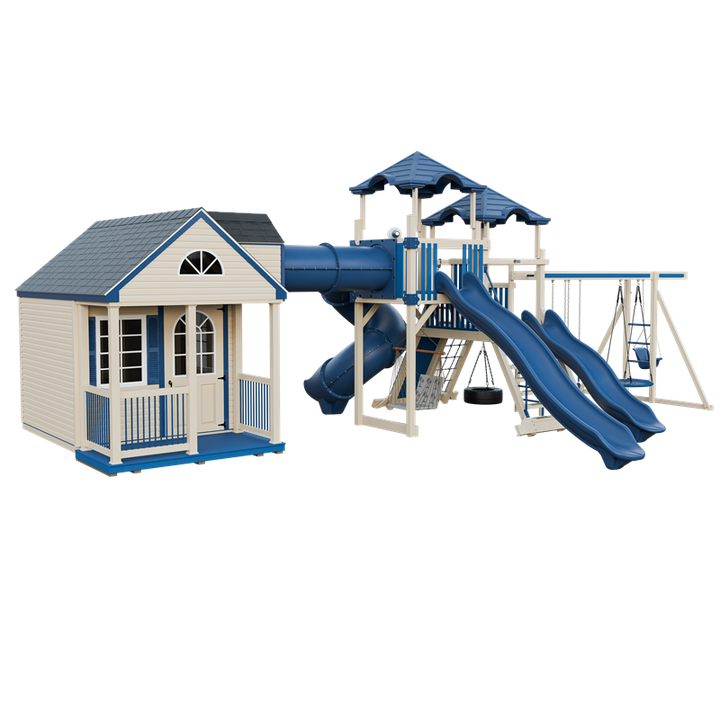 Swing Kingdom Playhouse Cottage Escape Residential Vinyl Playset