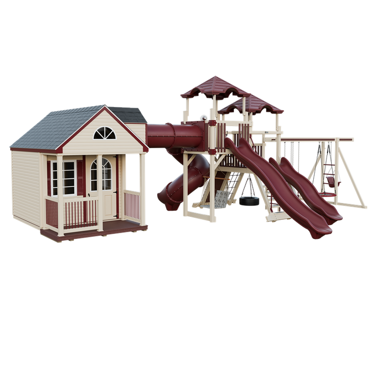 Swing Kingdom Playhouse Cottage Escape Residential Vinyl Playset