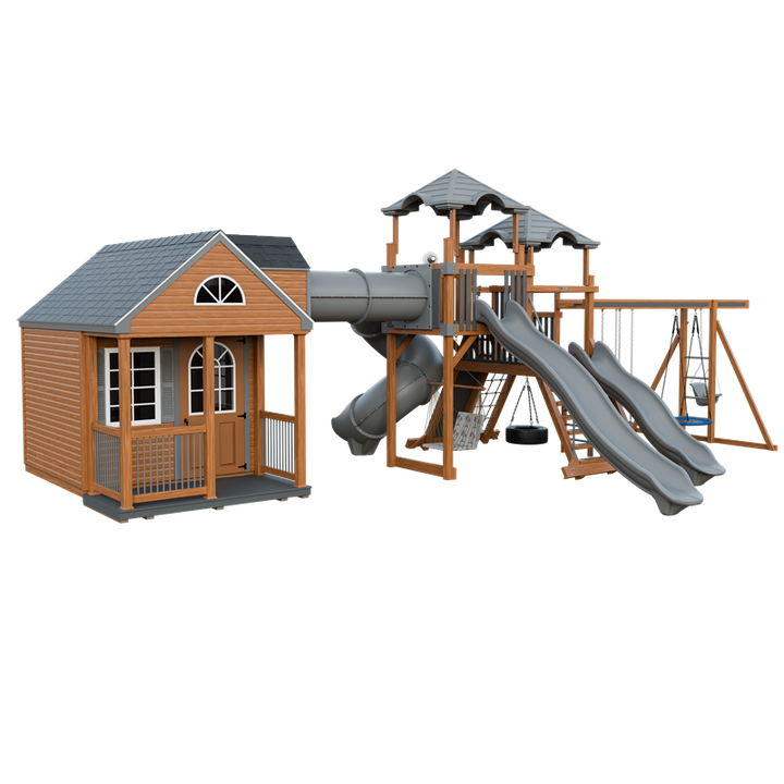 Swing Kingdom Playhouse Cottage Escape Residential Vinyl Playset