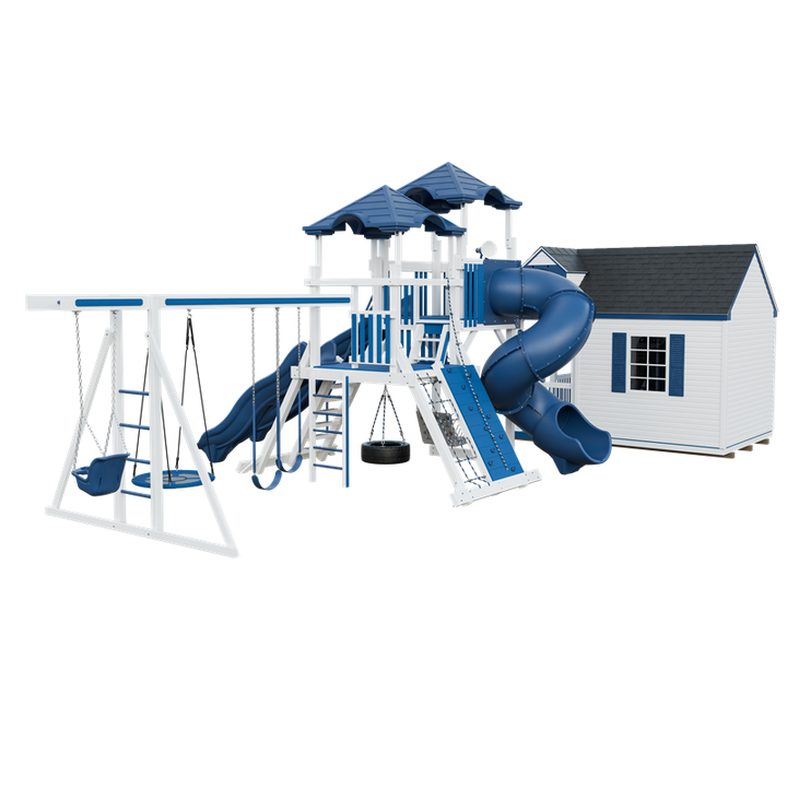 Swing Kingdom Playhouse Cottage Escape Residential Vinyl Playset