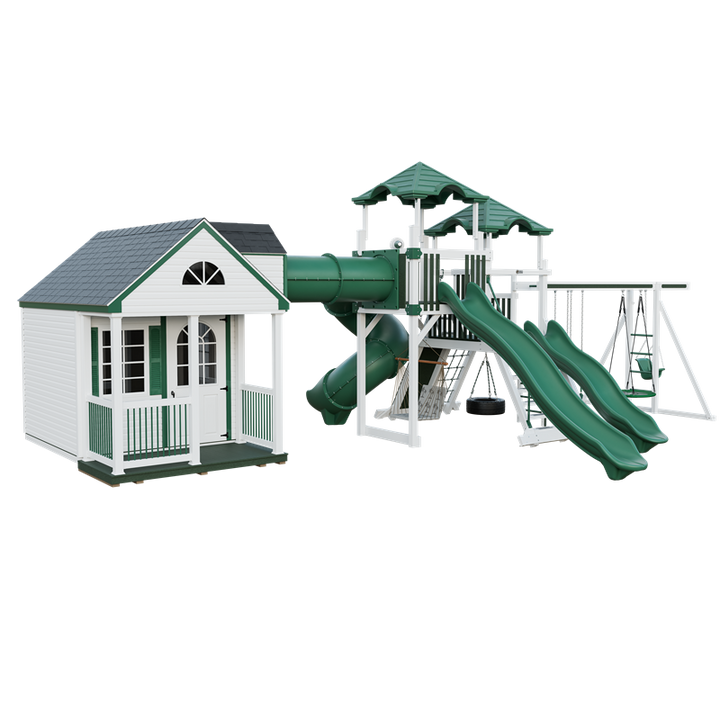 Swing Kingdom Playhouse Cottage Escape Residential Vinyl Playset