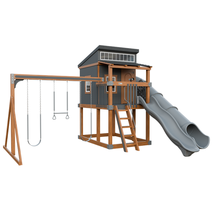 Swing Kingdom Playhouse Kingdom Lodge Residential Vinyl Playset