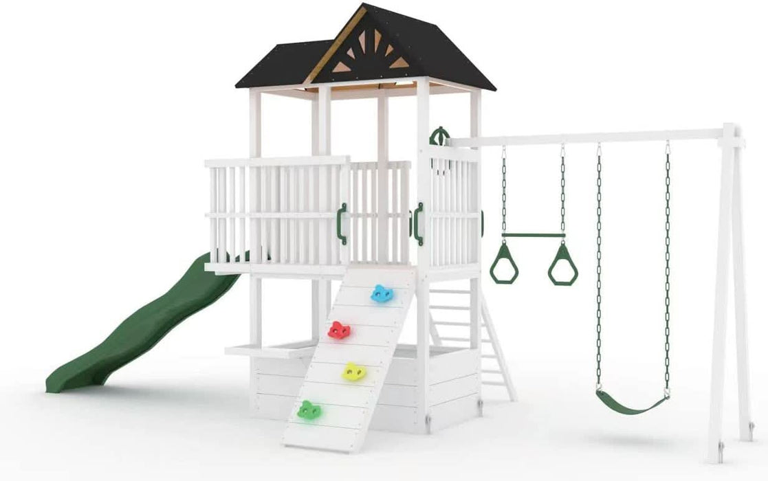 Avenlur Craftsman Modern Outdoor Swing Set | Wooden Backyard Swing Frame for Kids AVNLR-WD-CRAFT