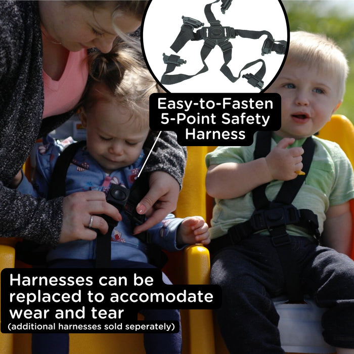Bye-Bye® Buggy 6 Passenger Stroller, Sturdy Daycare Stroller with Fat Tires, Easy-to-Fasten Safety Buckles, Parking Brake & 360 Pivoting Wheels