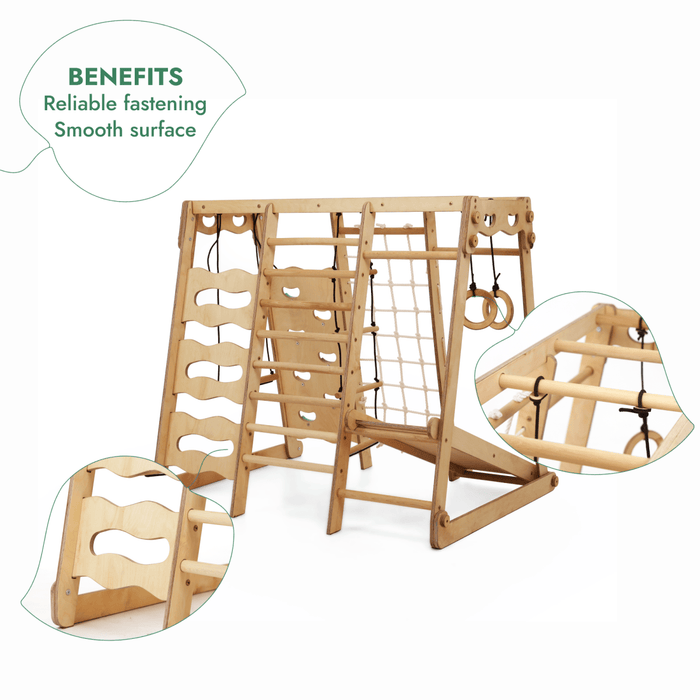 Goodevas Etsy 6in1 Indoor Jungle Gym for Toddler: Playground + Swings Set + Slide Board + Rope + Stairs IWPC-Mini-et