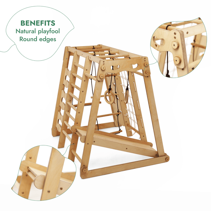 Goodevas Etsy 6in1 Indoor Jungle Gym for Toddler: Playground + Swings Set + Slide Board + Rope + Stairs IWPC-Mini-et