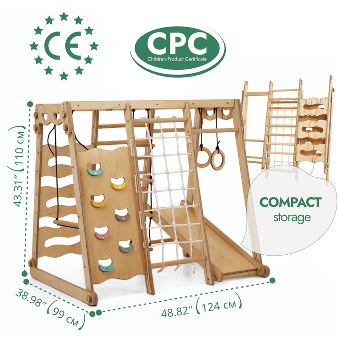 Goodevas Etsy 6in1 Indoor Jungle Gym for Toddler: Playground + Swings Set + Slide Board + Rope + Stairs IWPC-Mini-et