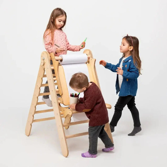 Goodevas Etsy 6in1 Montessori Climbing Set: Triangle Ladder + Arch/Rocker + Slide/Ramp + Net + Cushion + Art Addition 6MCS-TRIA-NET-CUSH-ART-et