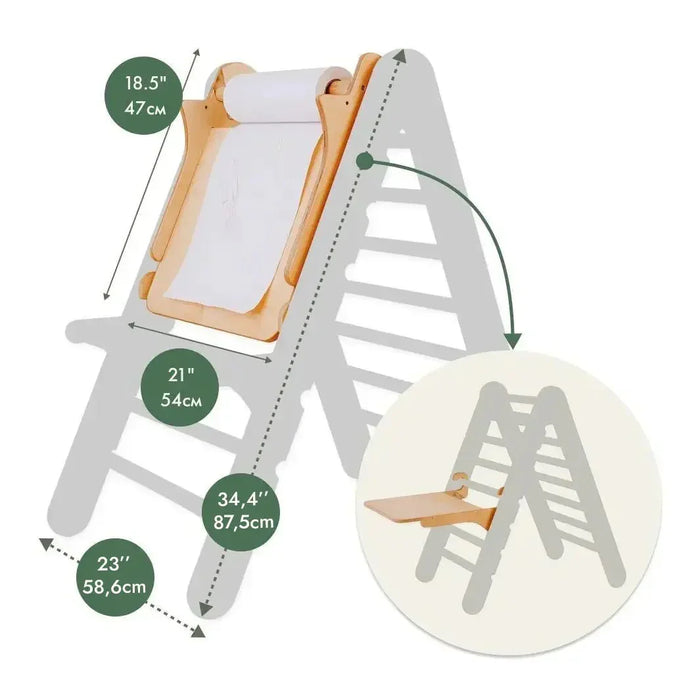 Goodevas Etsy 6in1 Montessori Climbing Set: Triangle Ladder + Arch/Rocker + Slide/Ramp + Net + Cushion + Art Addition 6MCS-TRIA-NET-CUSH-ART-et