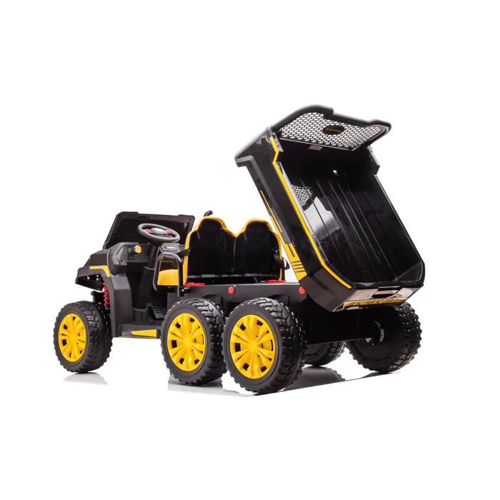 Freddo Toys 24V 6 Wheeler Freddo Tractor Trailer 2 Seater Ride-on with Dump Cart and Parental Remote A7302
