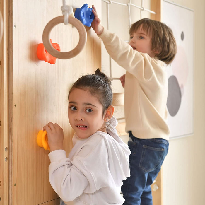 Avenlur Walnut 9-in-1 Swedish Ladder Wall Gym | Indoor Wooden Climber & Activity Set for Kids AVNLR-SWDSH-WALL-NAT