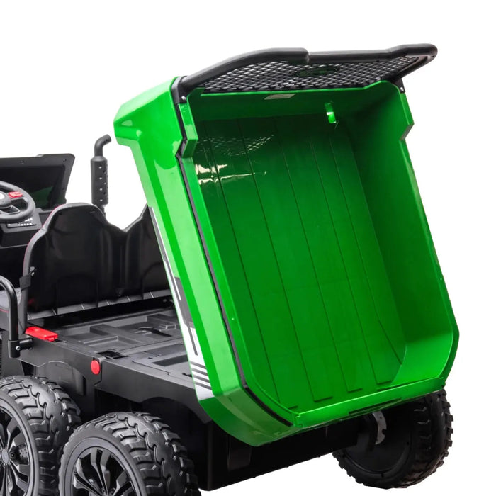 Freddo Toys 24V 6 Wheeler Freddo Tractor Trailer 2 Seater Ride-on with Dump Cart and Parental Remote A7302
