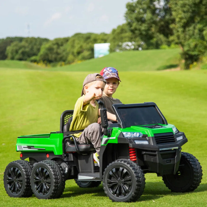 Freddo Toys 24V 6 Wheeler Freddo Tractor Trailer 2 Seater Ride-on with Dump Cart and Parental Remote A7302