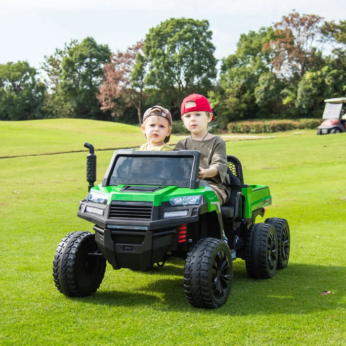 Freddo Toys 24V 6 Wheeler Freddo Tractor Trailer 2 Seater Ride-on with Dump Cart and Parental Remote A7302