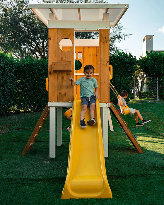 Avenlur Forest - Modern Backyard Outdoor Swing Set 2 Swings And Trapeze Bar AVNLR-MDRN-SWNG-M-V3-NY