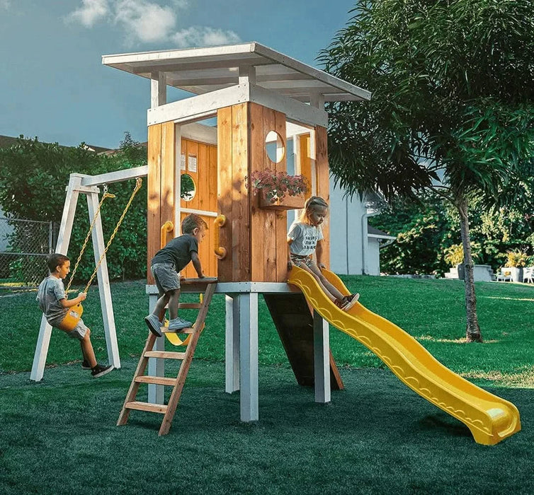 Avenlur Forest - Modern Backyard Outdoor Swing Set 2 Swings And Trapeze Bar AVNLR-MDRN-SWNG-M-V3-NY