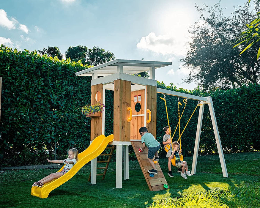 Avenlur Forest - Modern Backyard Outdoor Swing Set 2 Swings And Trapeze Bar AVNLR-MDRN-SWNG-M-V3-NY