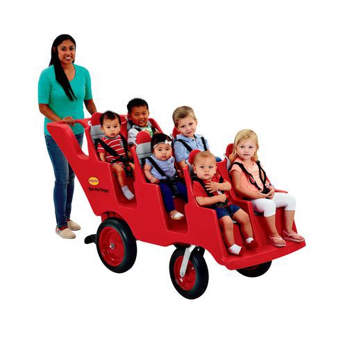 Bye-Bye® Buggy 6 Passenger Stroller, Sturdy Daycare Stroller with Fat Tires, Easy-to-Fasten Safety Buckles, Parking Brake & 360 Pivoting Wheels