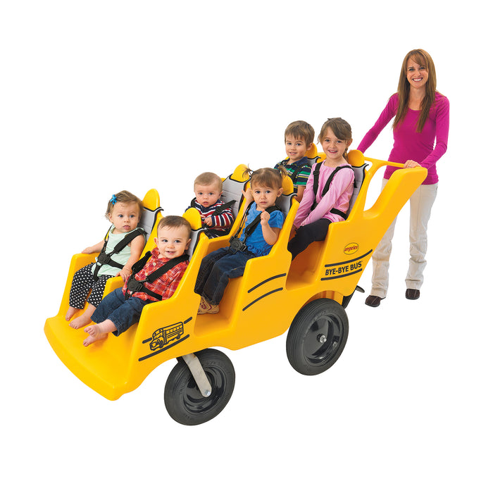 Bye-Bye® Buggy 6 Passenger Stroller, Sturdy Daycare Stroller with Fat Tires, Easy-to-Fasten Safety Buckles, Parking Brake & 360 Pivoting Wheels