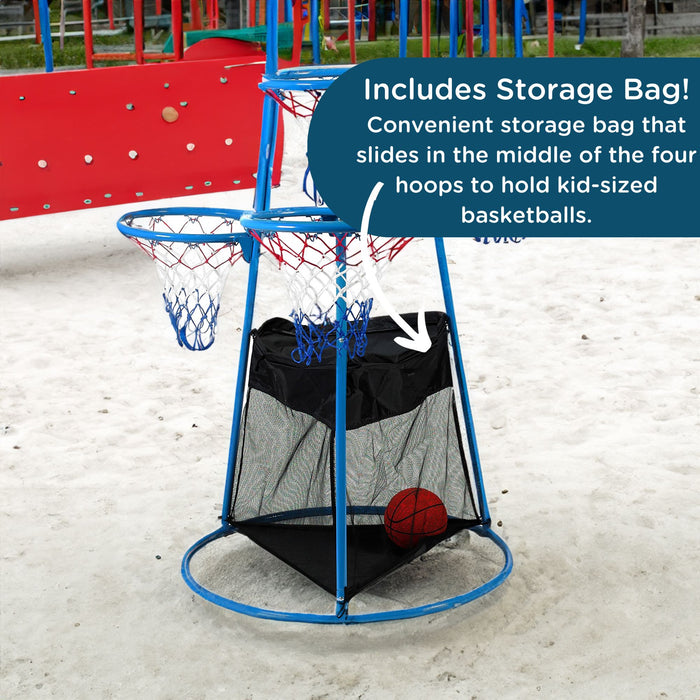 Children's Factory 4-Ring Basketball Stand, Replacement Nets & Storage Bag for Preschool Play