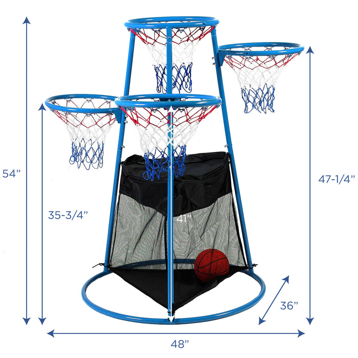 Children's Factory 4-Ring Basketball Stand, Replacement Nets & Storage Bag for Preschool Play