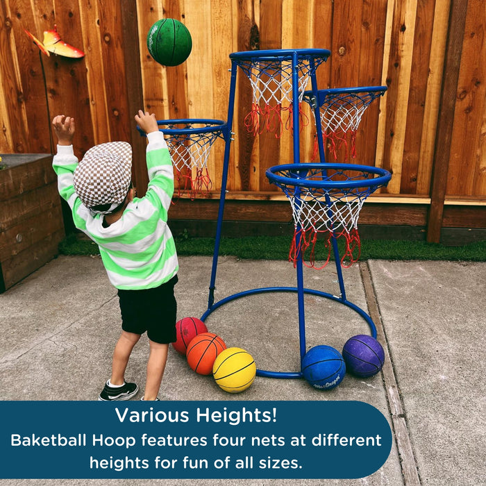 Children's Factory 4-Ring Basketball Stand, Replacement Nets & Storage Bag for Preschool Play