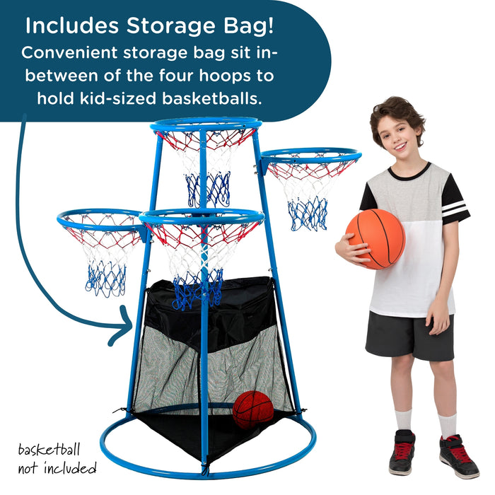 Children's Factory 4-Ring Basketball Stand, Replacement Nets & Storage Bag for Preschool Play