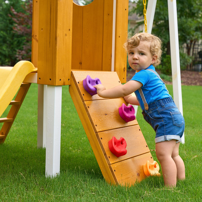 Avenlur Forest Small Outdoor Toddler Swing Set | Compact Wooden Swing Frame for Babies & Kids AVNLR-FORREST-MED-NY