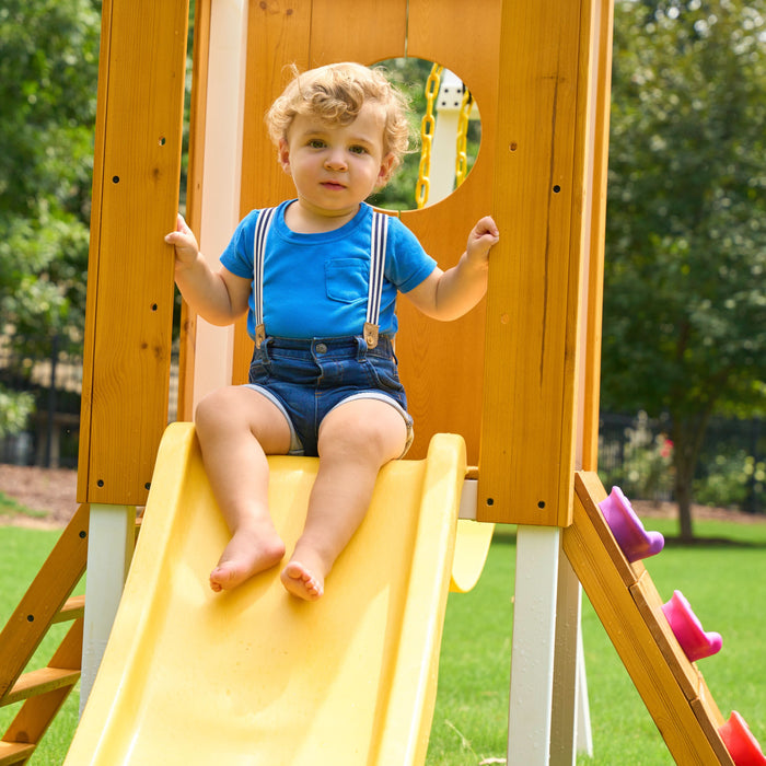 Avenlur Forest Small Outdoor Toddler Swing Set | Compact Wooden Swing Frame for Babies & Kids AVNLR-FORREST-MED-NY