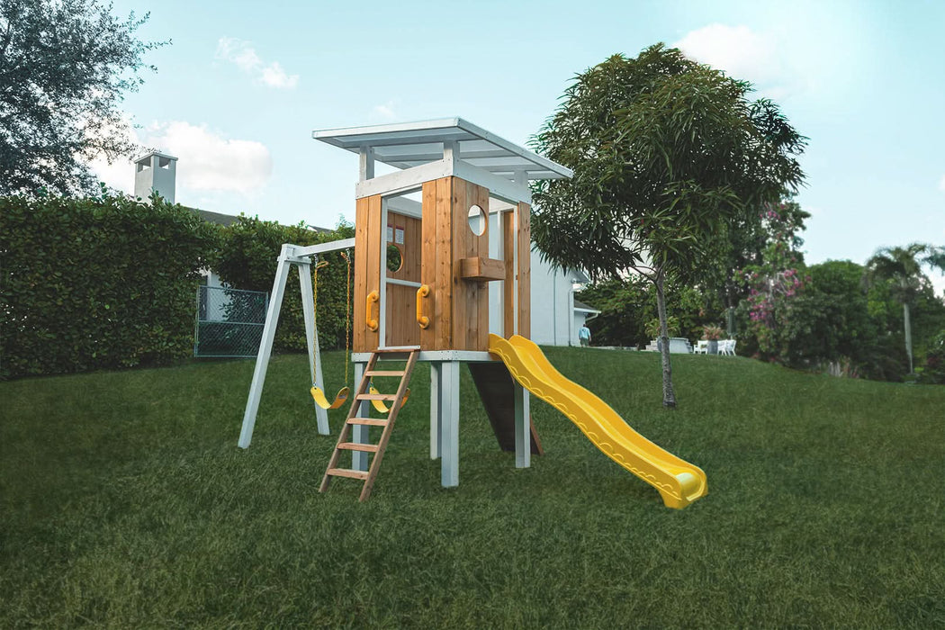 Avenlur Forest - Modern Backyard Outdoor Swing Set 2 Swings And Trapeze Bar AVNLR-MDRN-SWNG-M-V3-NY