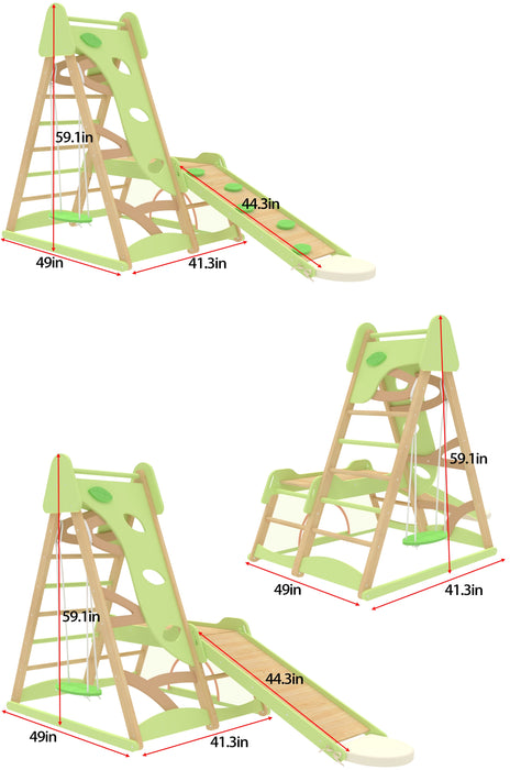 Avenlur Bush 6-in-1 Indoor Wooden Jungle Gym Climber – Montessori Toddler Playset with Slide, Rock Wall, Ladder & More AVNLR-BUSH
