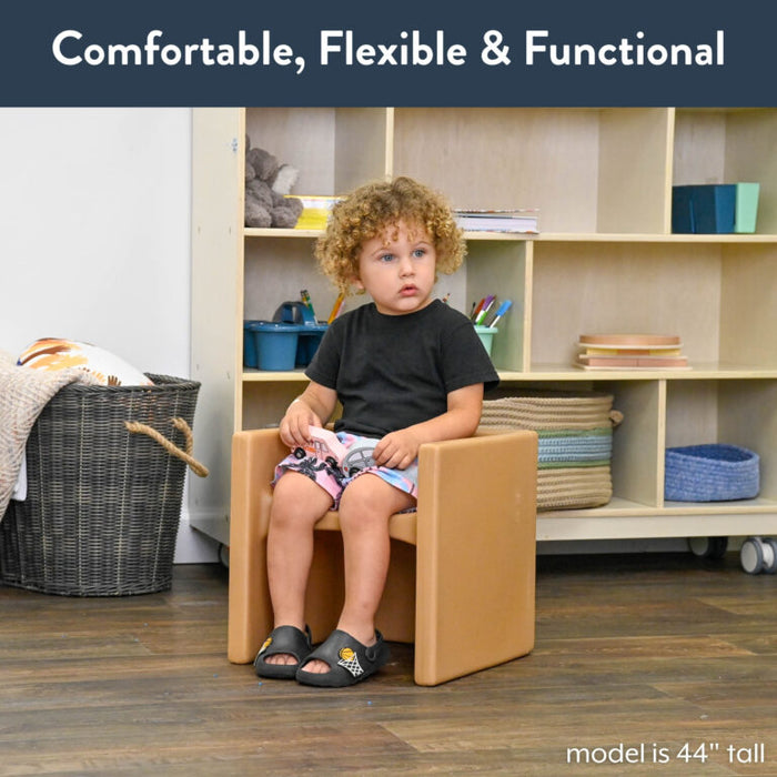 Children's Factory Original 3-in-1 Cube Chair – Made in USA Toddler Seating & Table – Recyclable Classroom Chair (Single or 4 Pack, Multiple Colors)