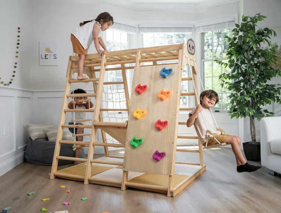 Avenlur Magnolia Cocomelon 7-in-1 Wooden Indoor Playset – Montessori Climber for Toddlers AVNLR-MAGNOLIA-COCO-NY