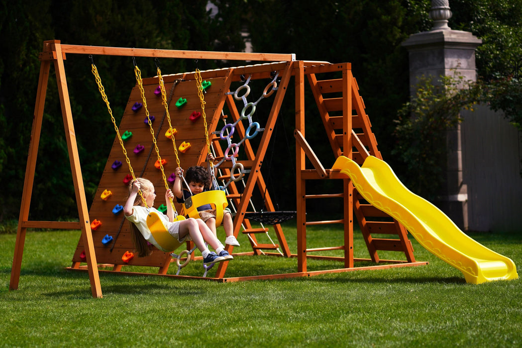 Avenlur Sycamore Backyard Climbing Set – 2 Swings, Trapeze Bar & Outdoor Fun AVNLR-SYCAMORE-NY