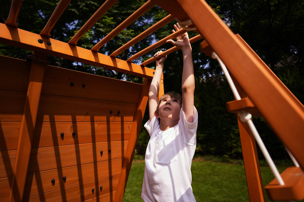 Avenlur Sycamore Backyard Climbing Set – 2 Swings, Trapeze Bar & Outdoor Fun AVNLR-SYCAMORE-NY
